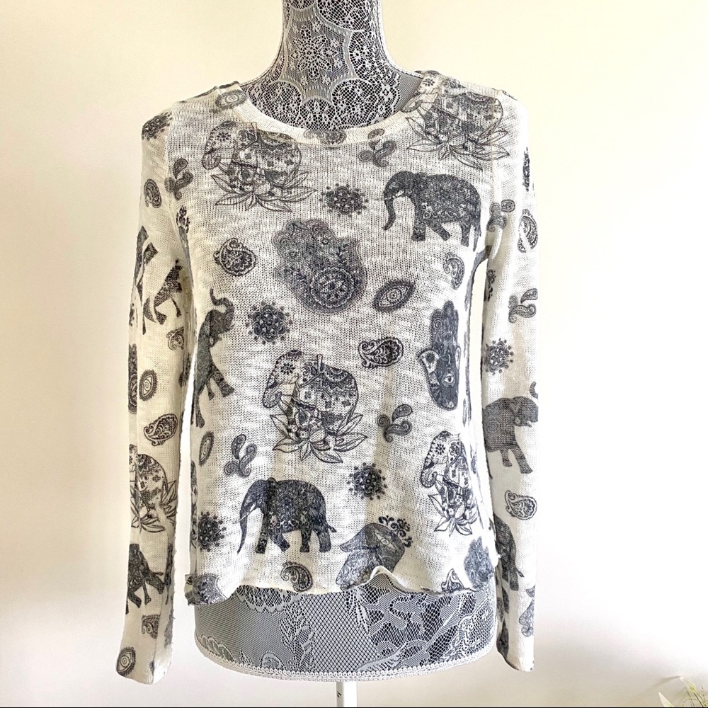 GAGE USA ELEPHANT & HINDU HAND GRAPHIC SWEATER